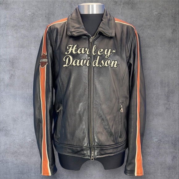 Harley Davidson Men's‎ Medium Torque Black Leather Jacket HD Motorcycle Biker